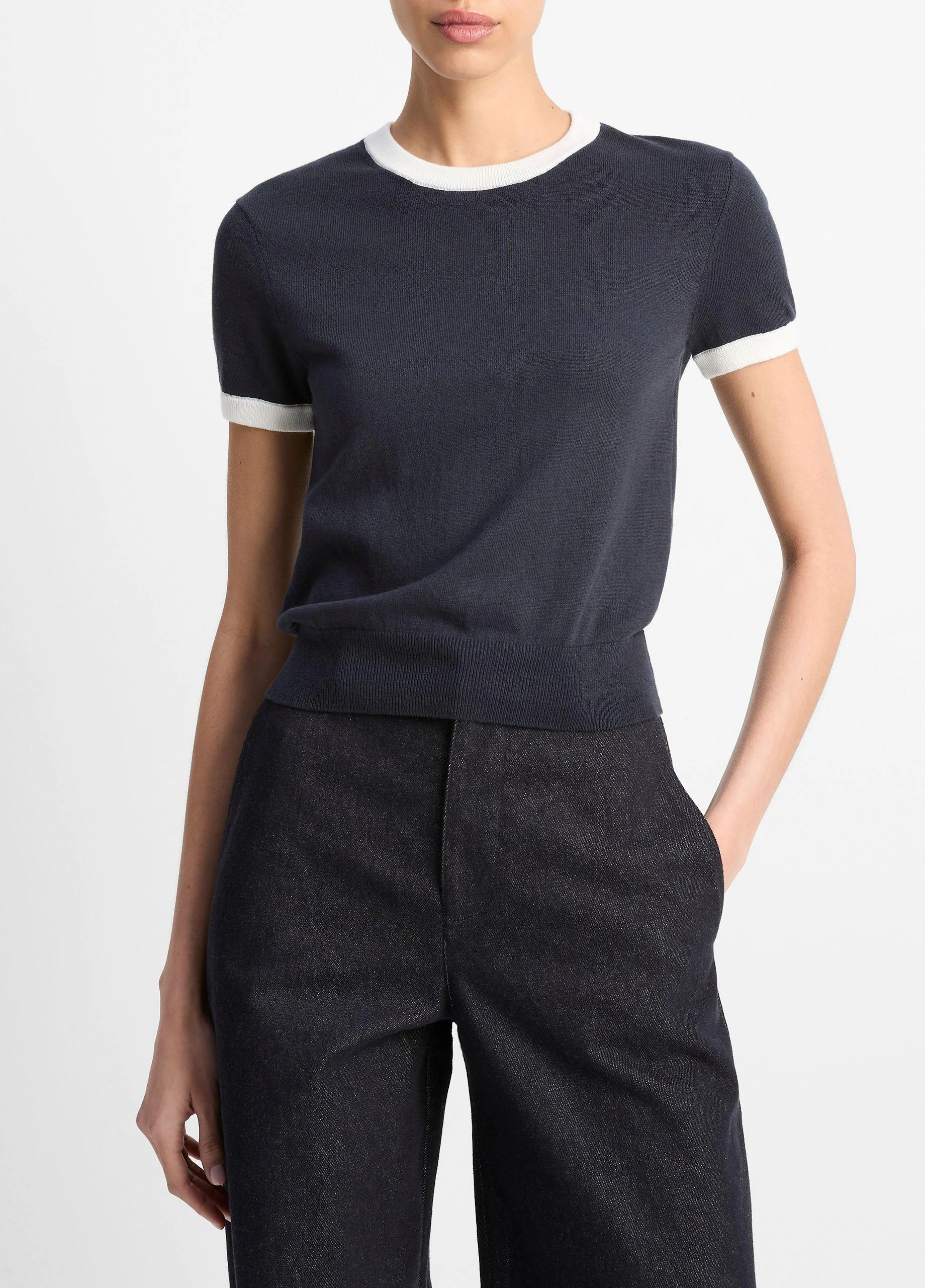 Cotton Ringer Sweater T-Shirt - 1