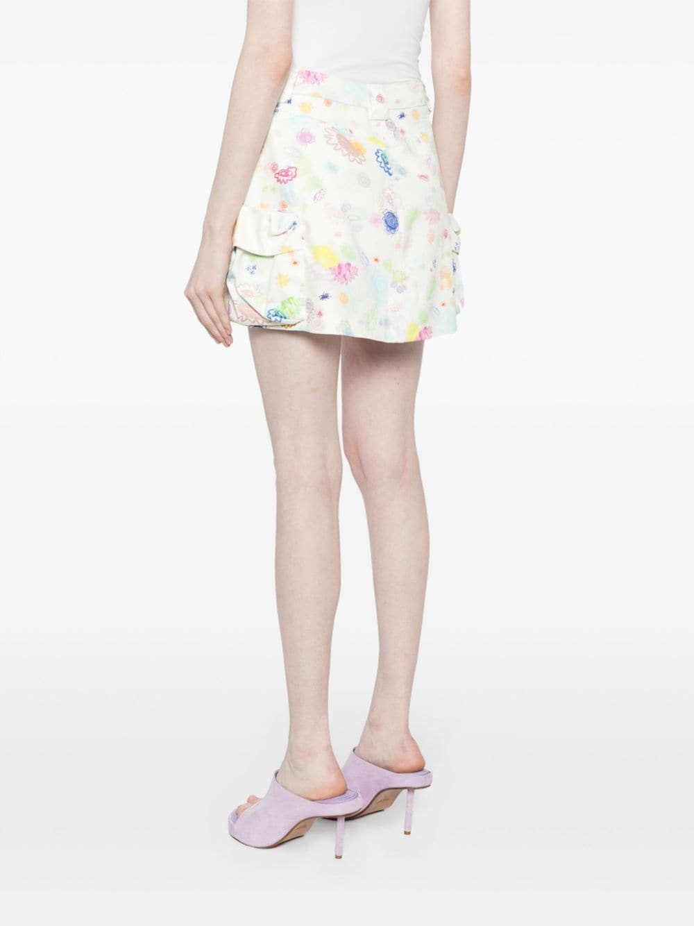 floral-print cotton miniskirt - 4