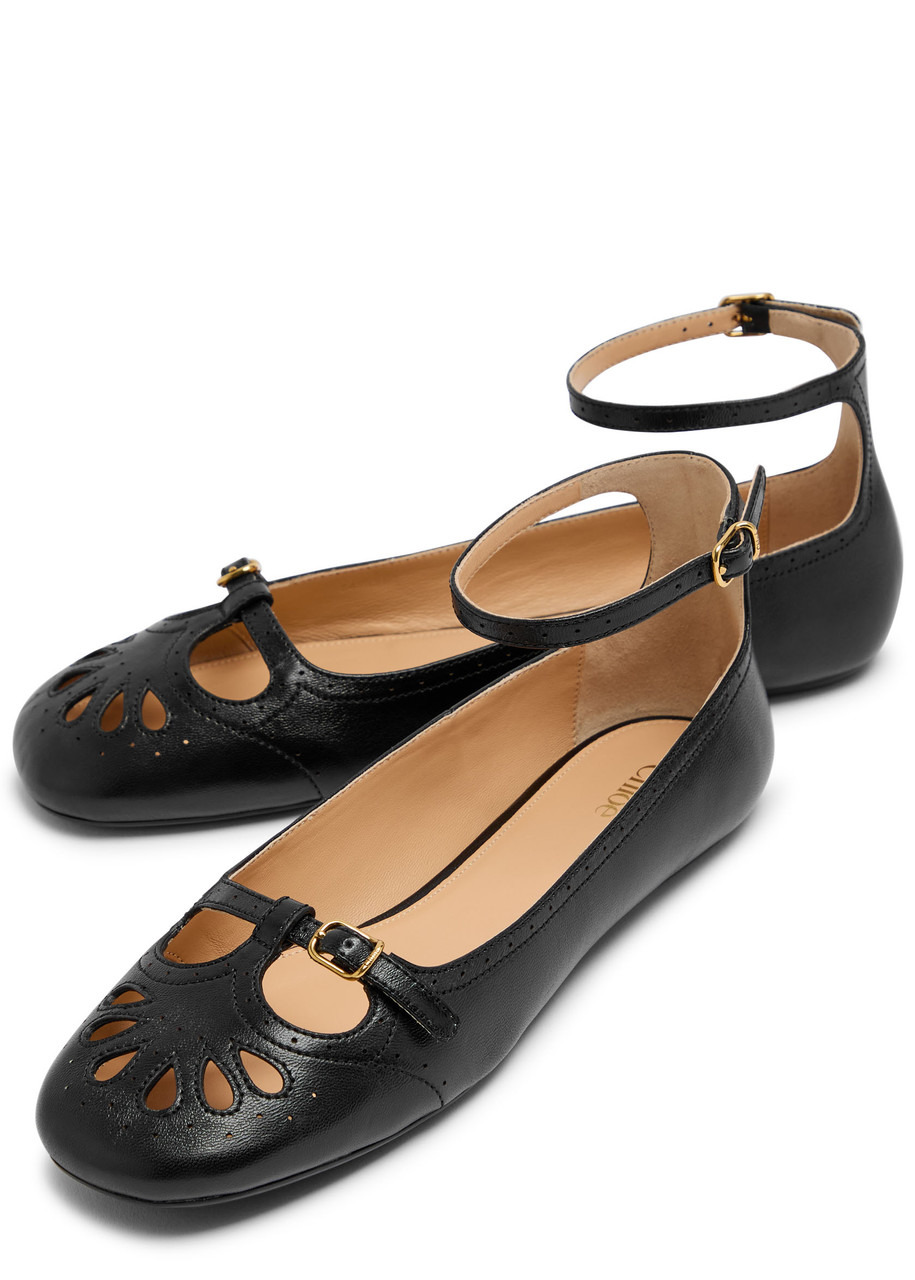 Chloe Misty Cut-out Leather Ballet Flats - 3