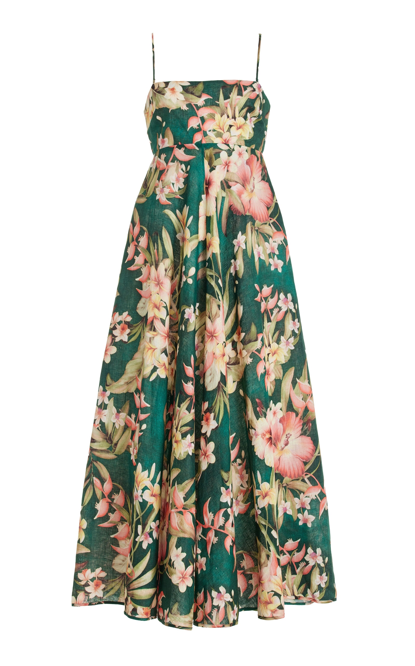 Lexi Floral-Printed Linen Midi Dress green - 1