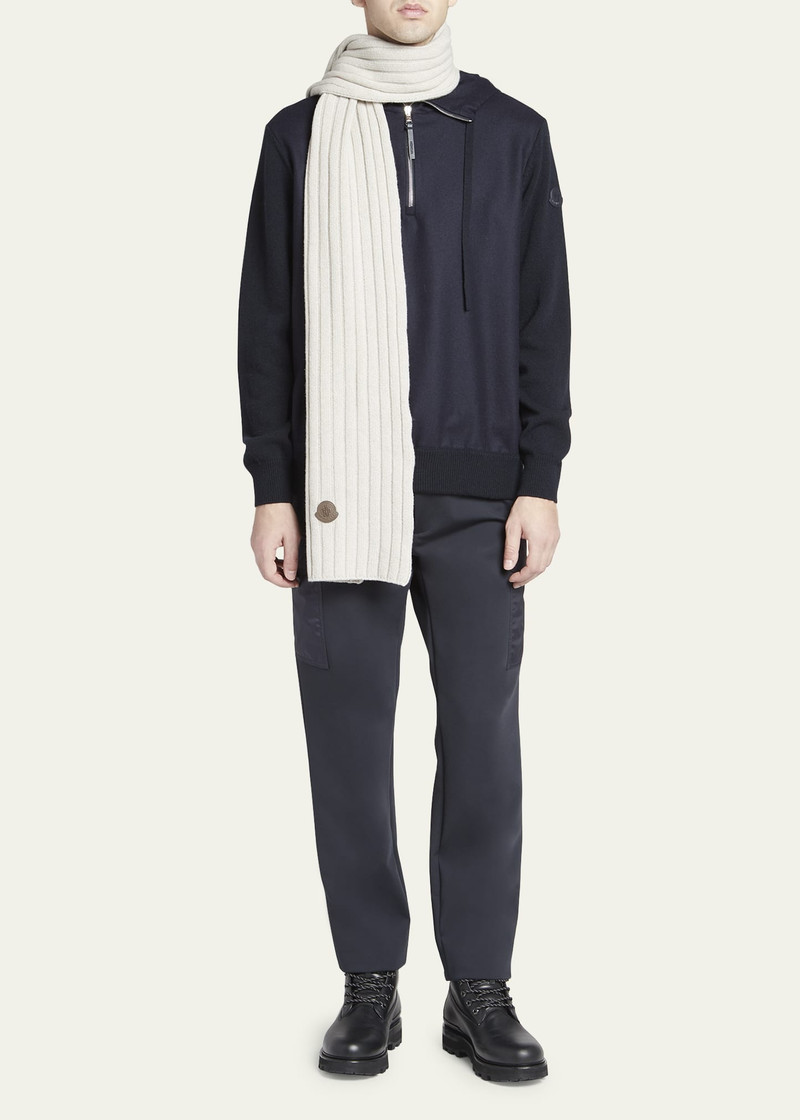 Moncler Wool English Rib Scarf with Leather Logo Patch outlook