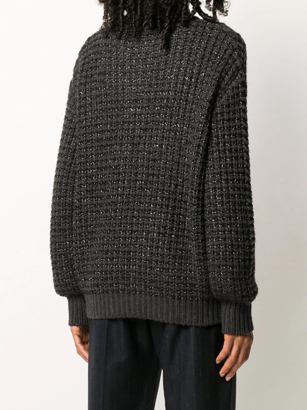 metallic textured-knit jumper - 4