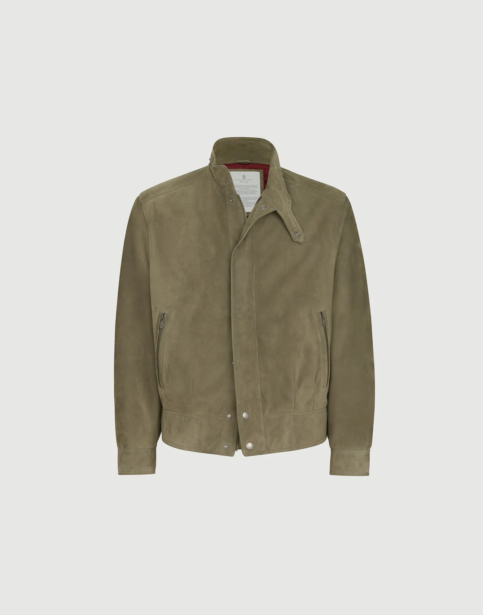 Suede outerwear jacket with Thermore® padding and standing collar - 1