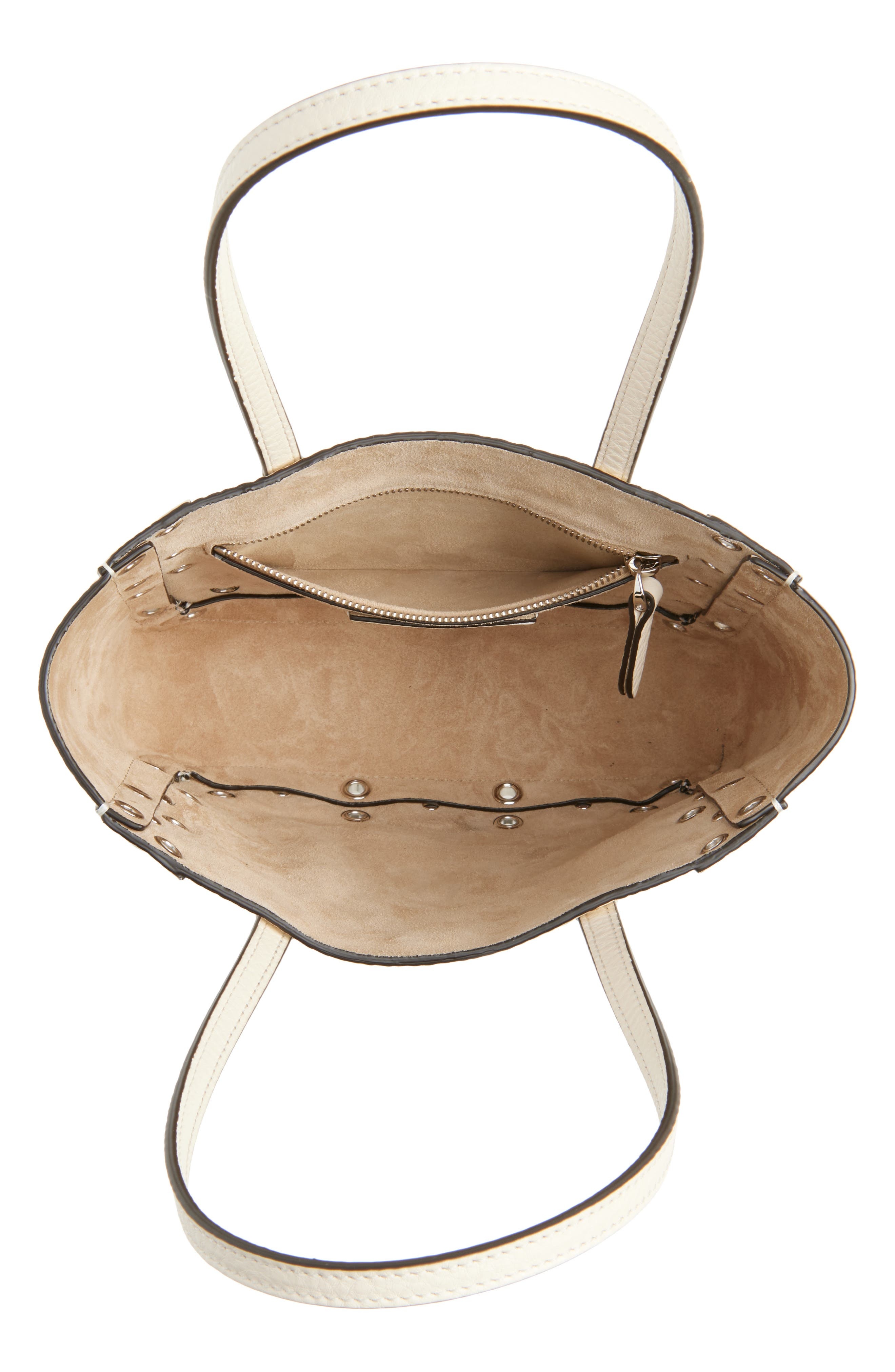 Valentino Garavani Mini Nellcôte Grommet Leather Tote in Light Ivory at Nordstrom - 4