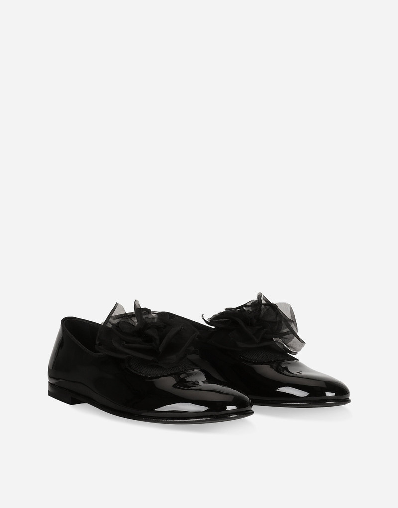 Patent leather slippers with flower appliqué 2
