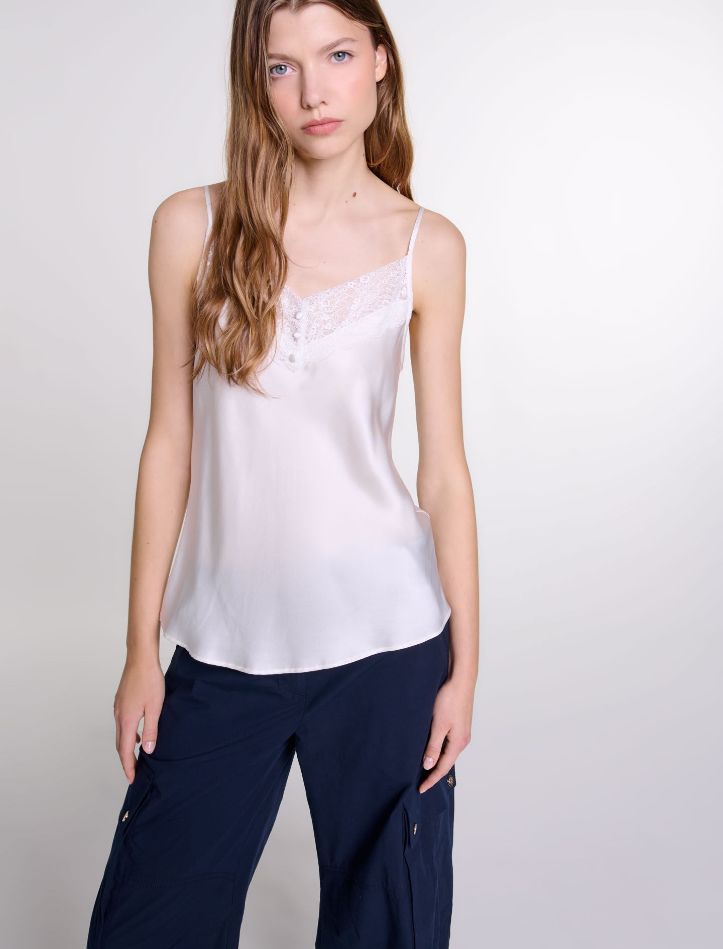 Silk satin and lace top - 6