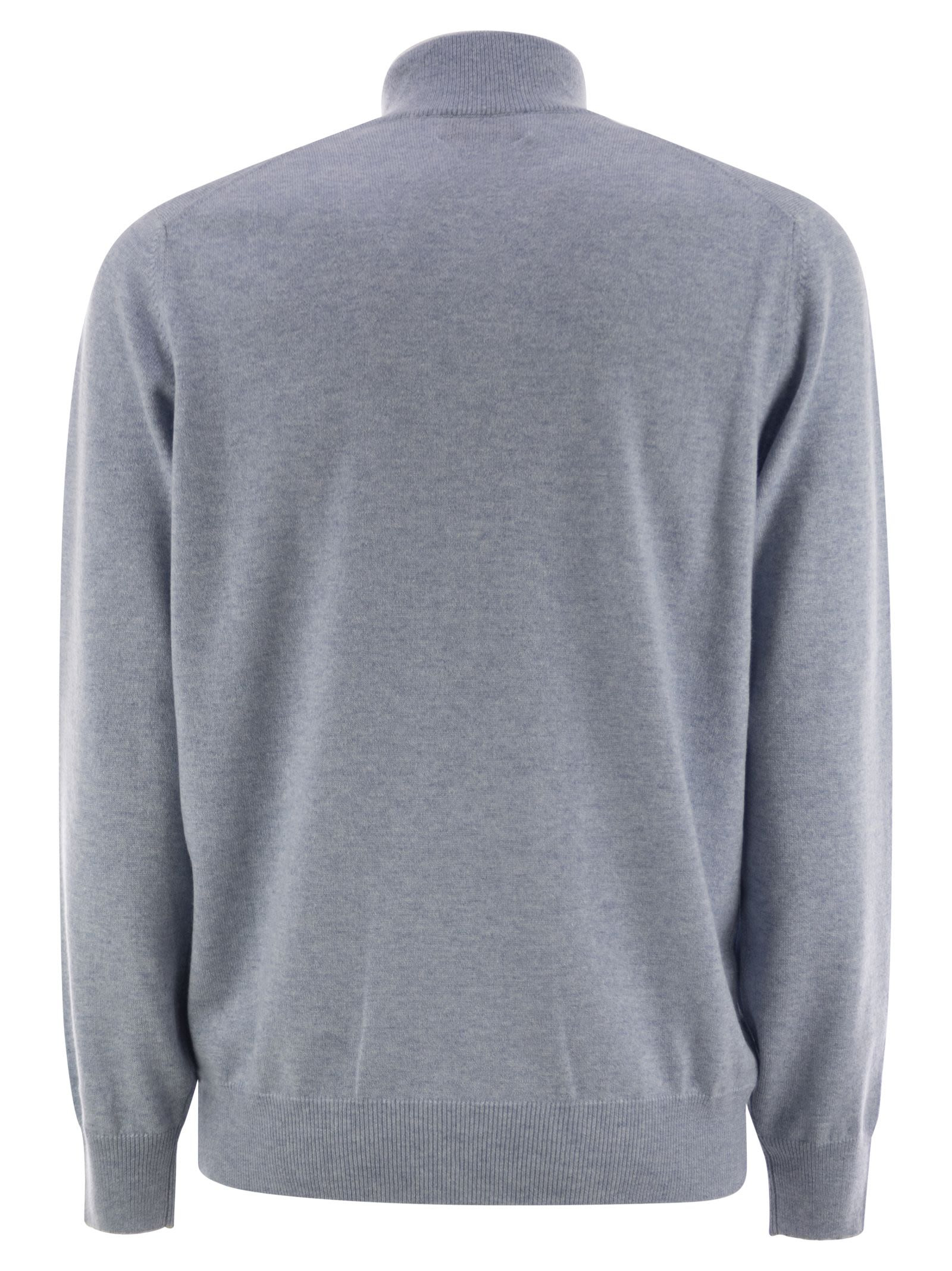Brunello Cucinelli Men High-Necked Cashmere Sweater With Zip Opening - 2
