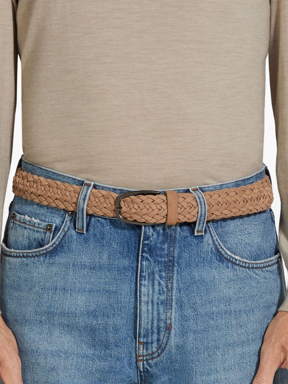 braided leather belt - 3