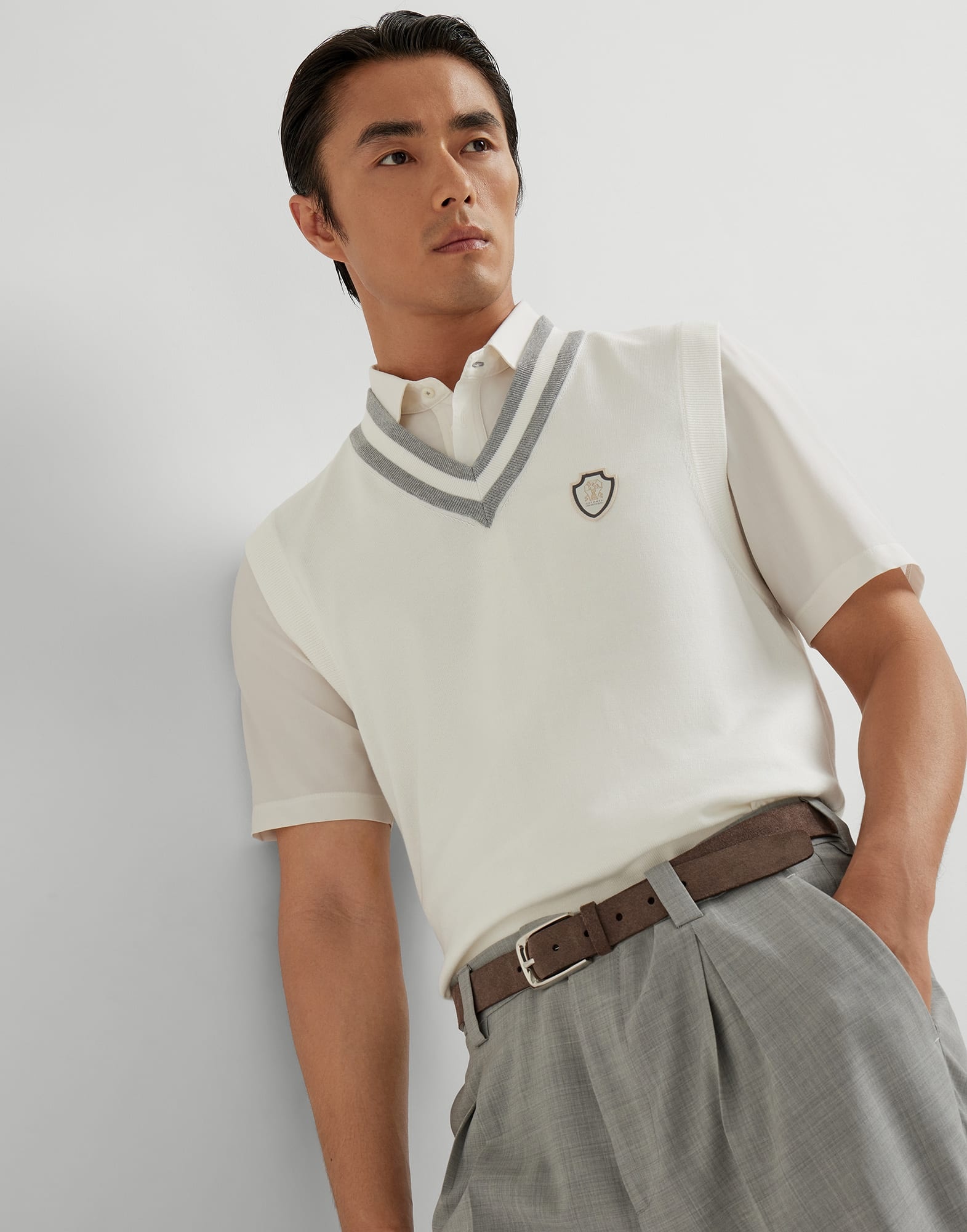 Cotton knit vest with logo - 4