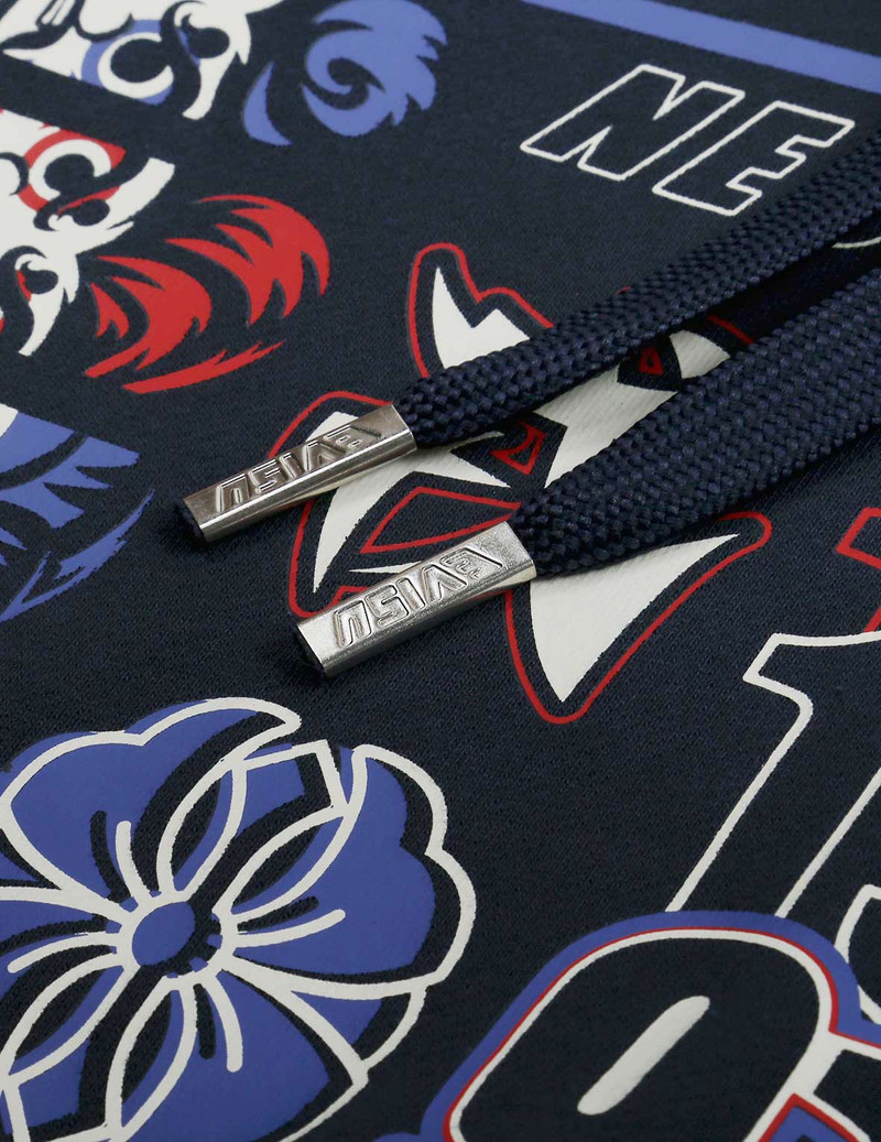 ALLOVER DARUMA AND SLOGAN PRINT HOODED SWEATSHIRT 8