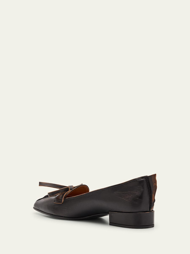Prada Leather Block-Heel Loafers outlook