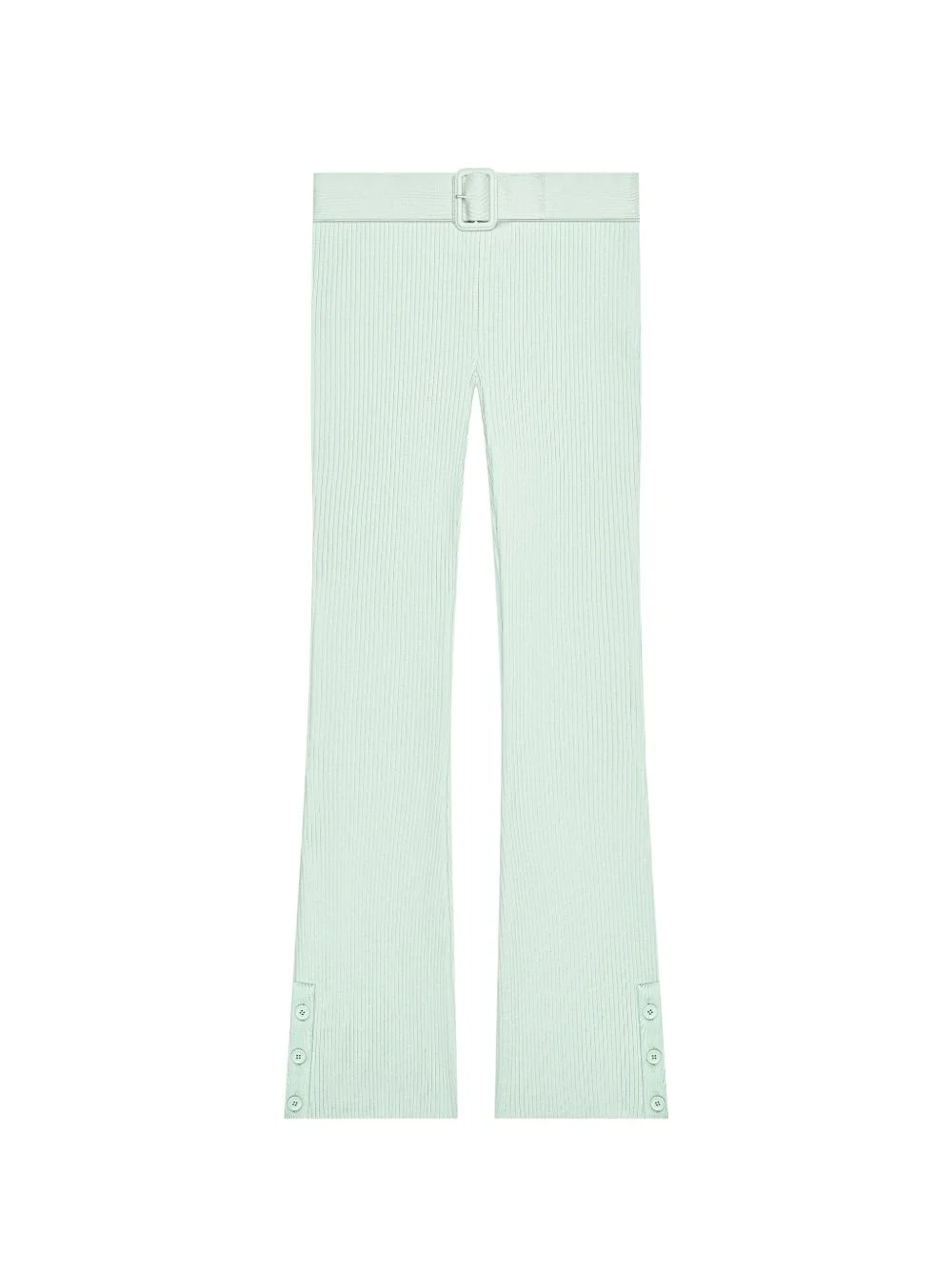 belted ribbed-knit trousers - 1