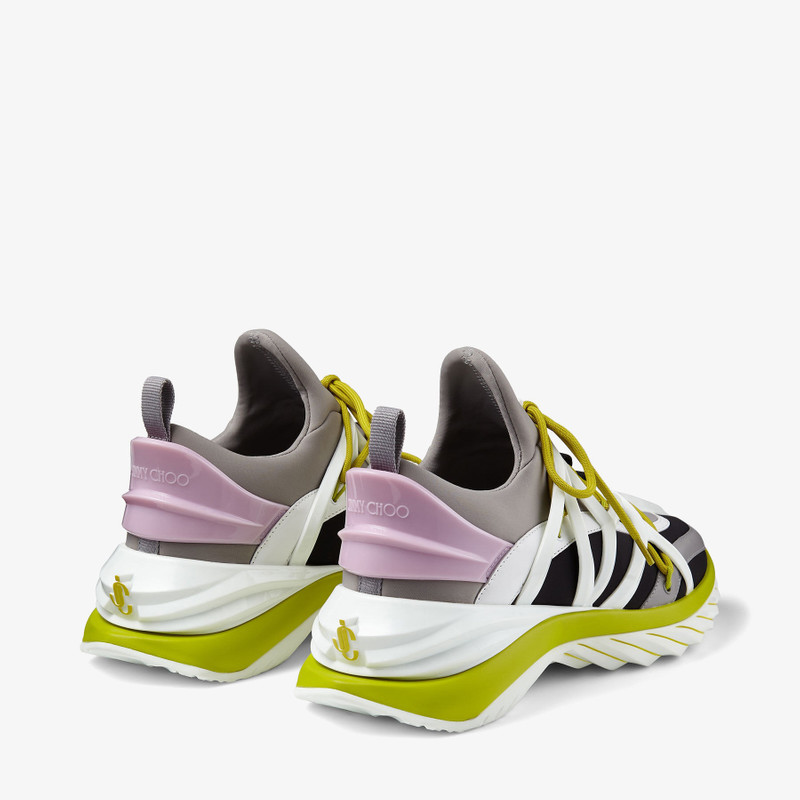 Cosmos/F
Marl Grey, Lime and Pink Leather and Neoprene Low-Top Trainers 5