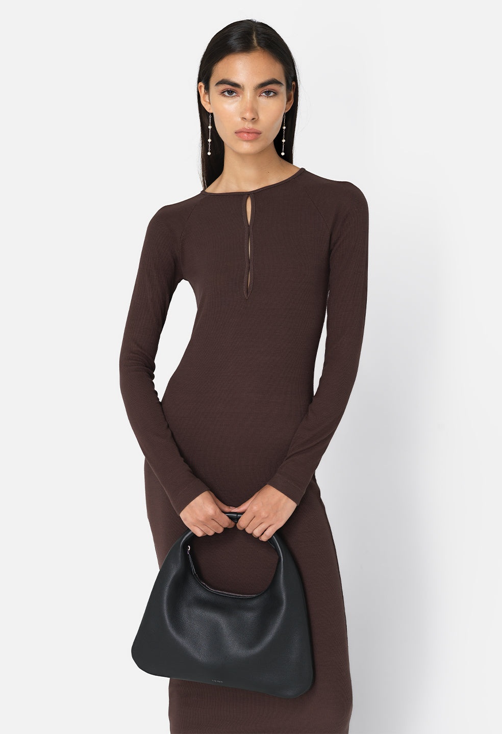 GEMINI RIB LS KEYHOLE MIDI DRESS - 5