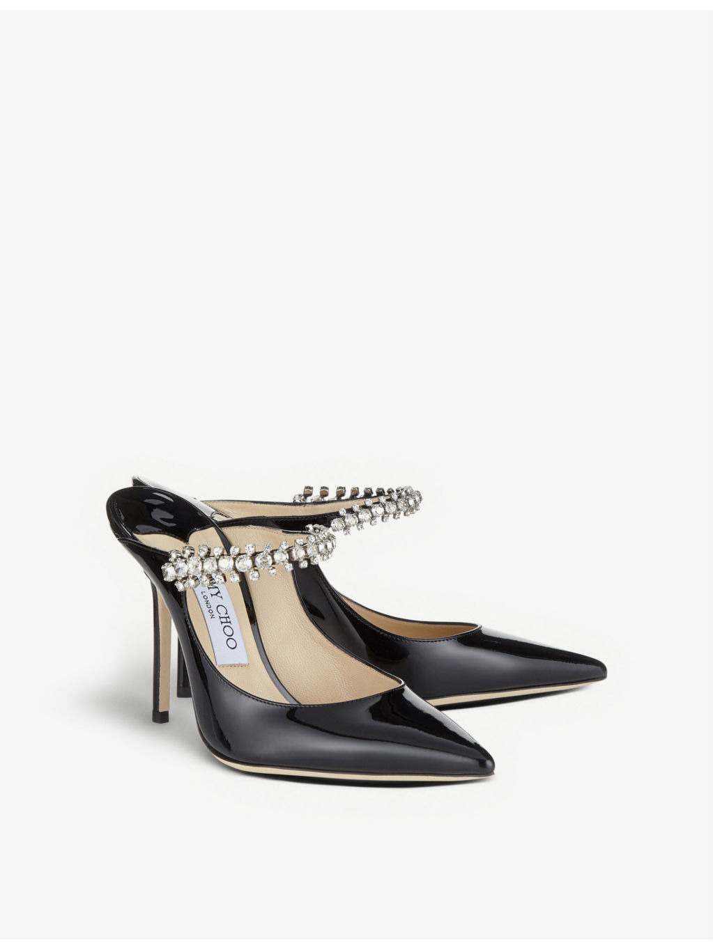 Bing 100 crystal-embellished patent-leather heeled mules - 4