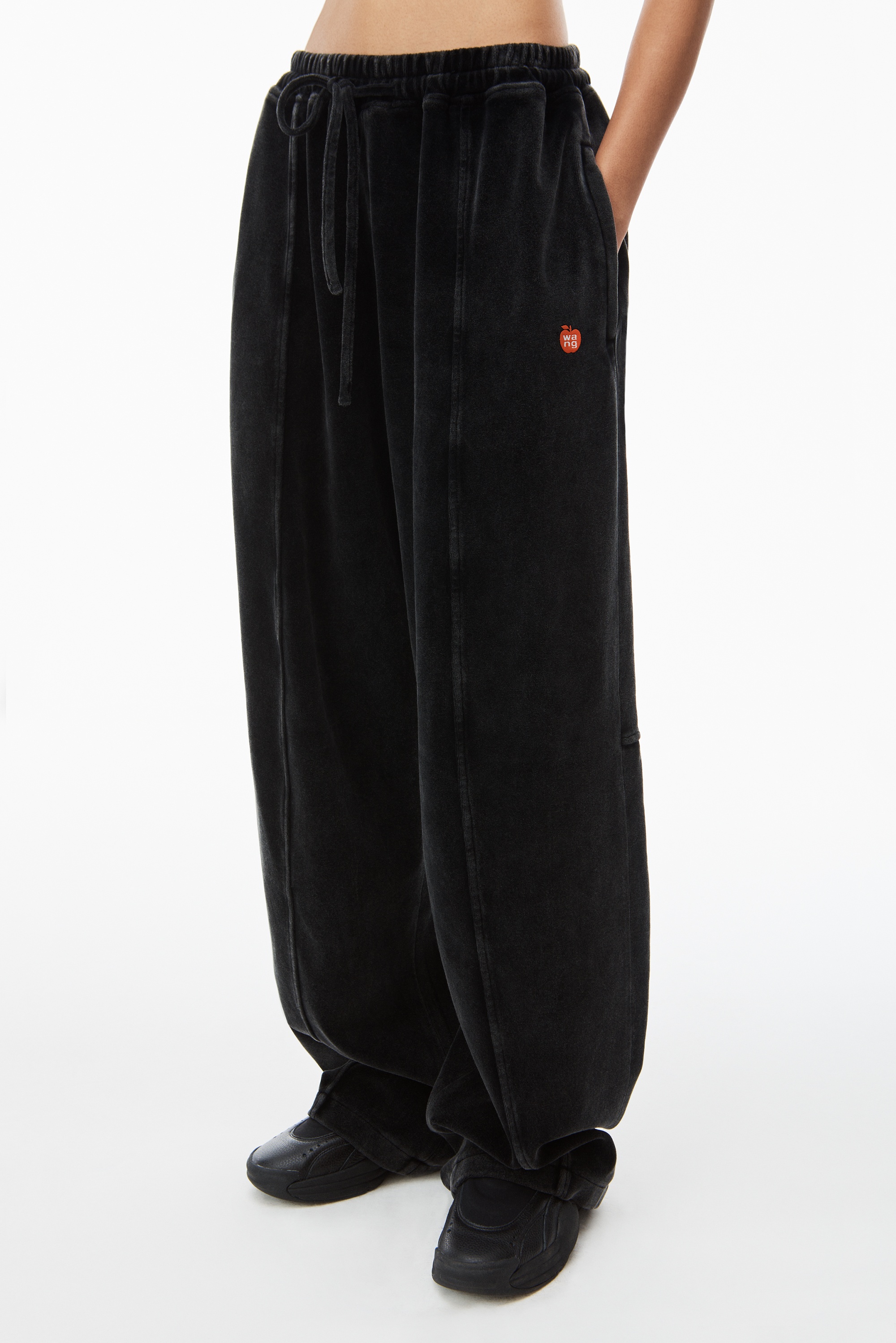 apple logo track pant in velour - 3