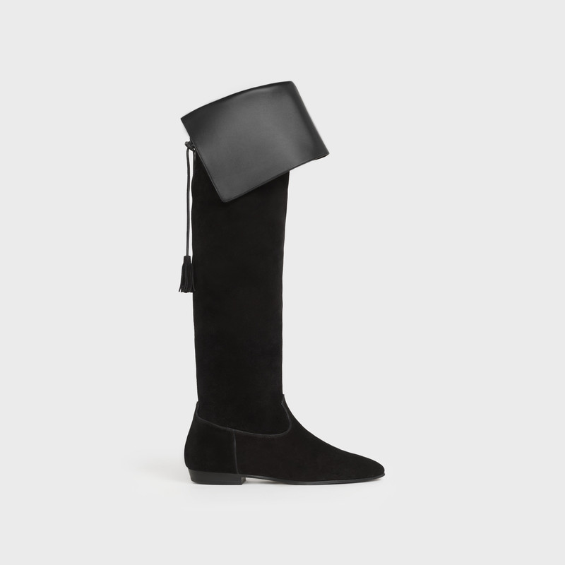 CELINE CHAT BOTTÉ OVER-THE-KNEE FLAT BOOT IN SUEDE CALFSKIN outlook
