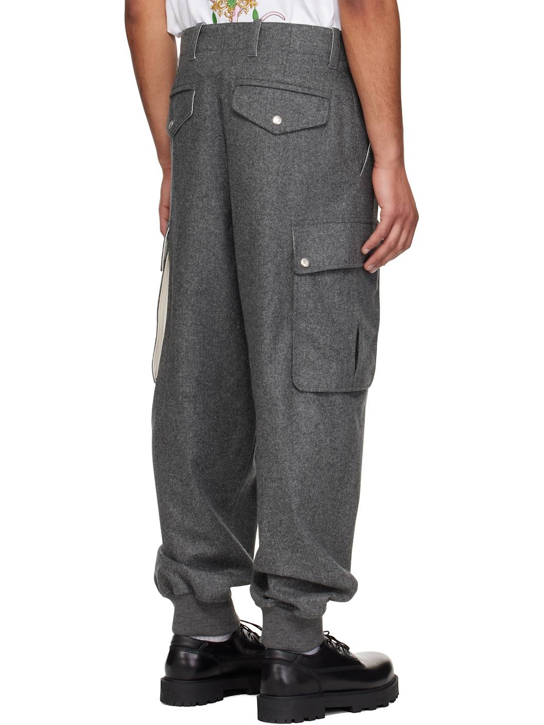 Gray Wool Cargo Pants - 3