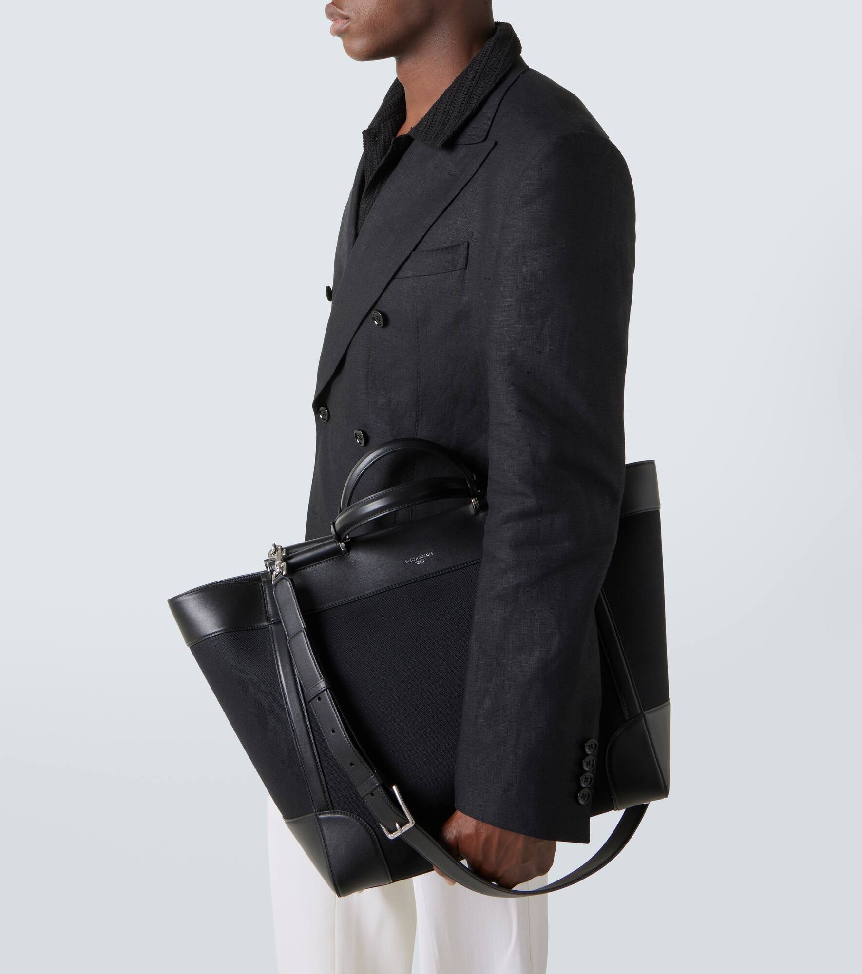 Leather-trimmed tote bag - 3
