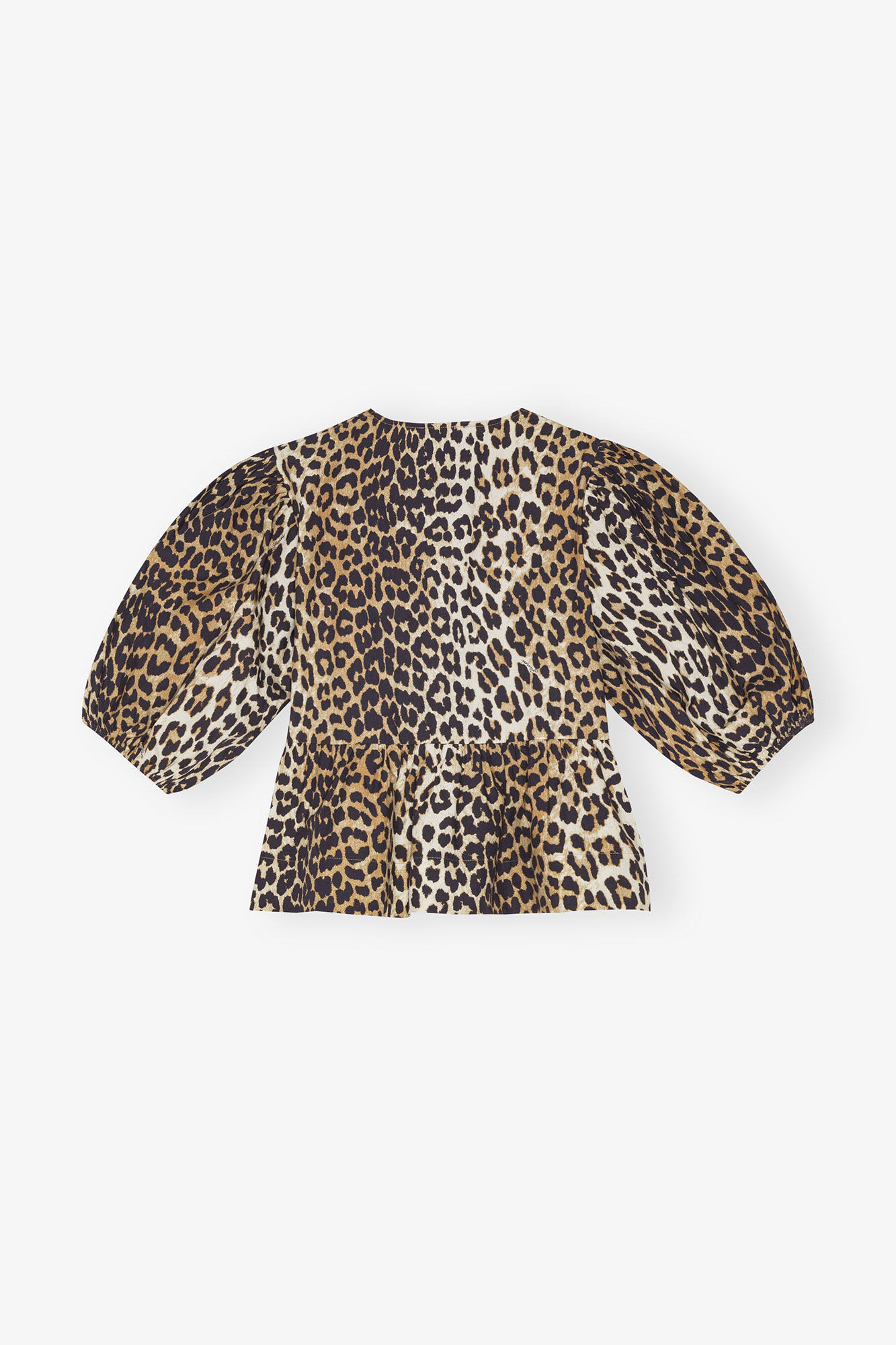 LEOPARD COTTON POPLIN PEPLUM TIE BLOUSE - 5