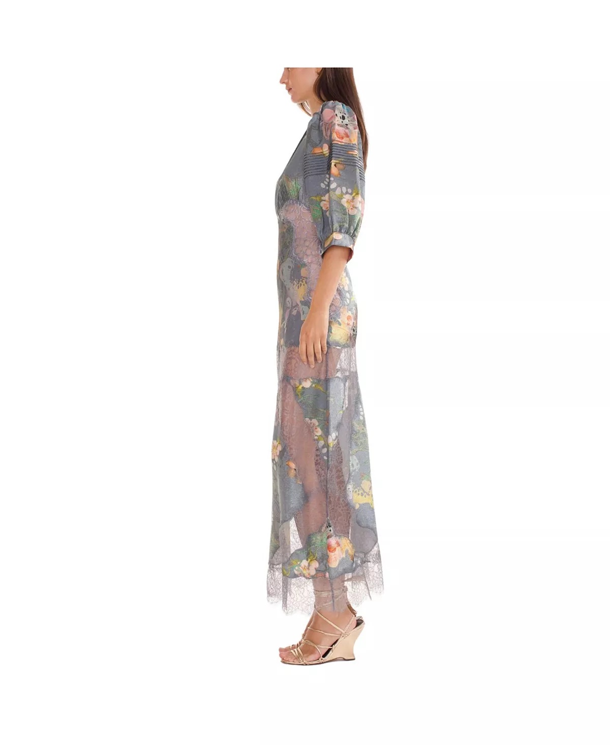 Silk Metallic Lace Dress - 2