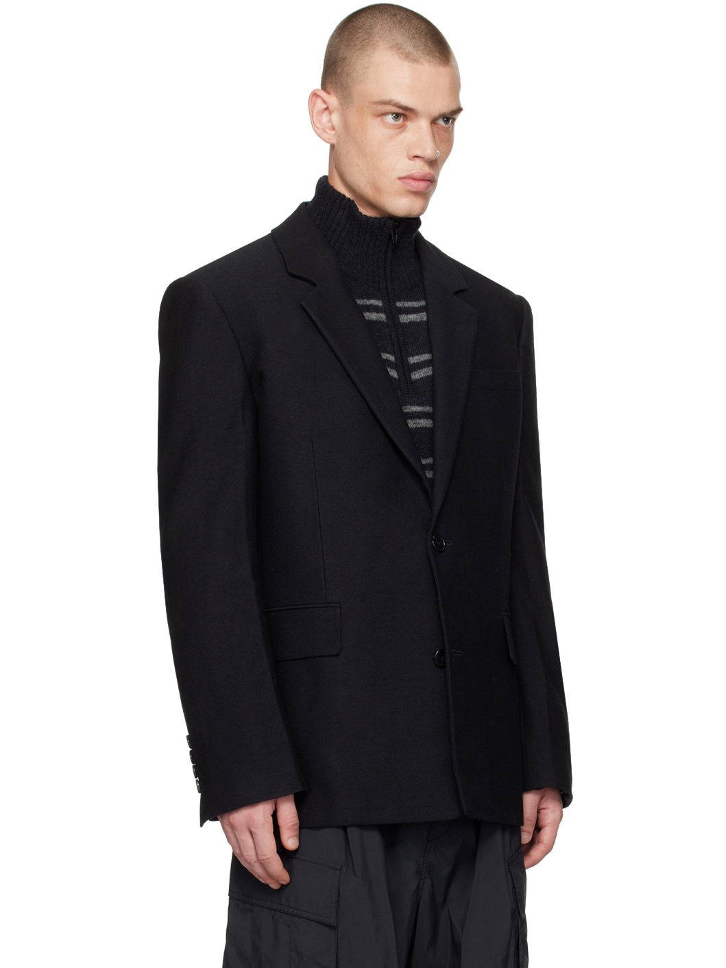 Black Single-Breasted Blazer - 2