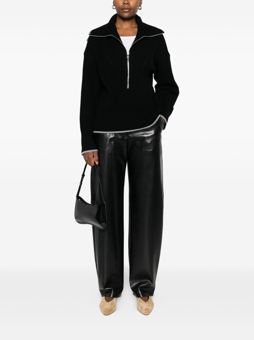 zip-front ribbed knit sweater - 2