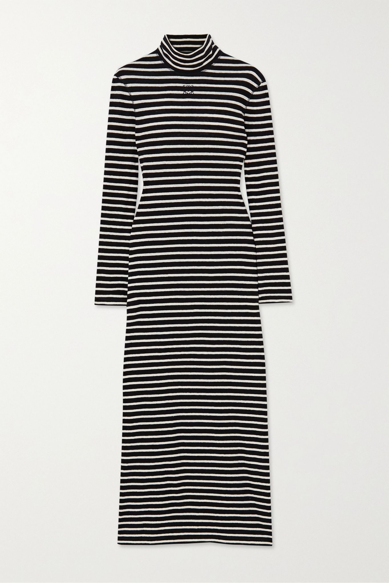 Striped cotton-jersey turtleneck midi dress - 1