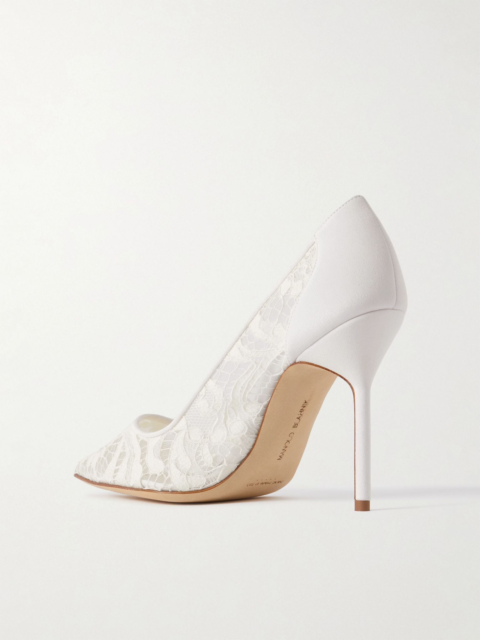 BBLA 105 silk satin-trimmed corded lace pumps Ivory - 3