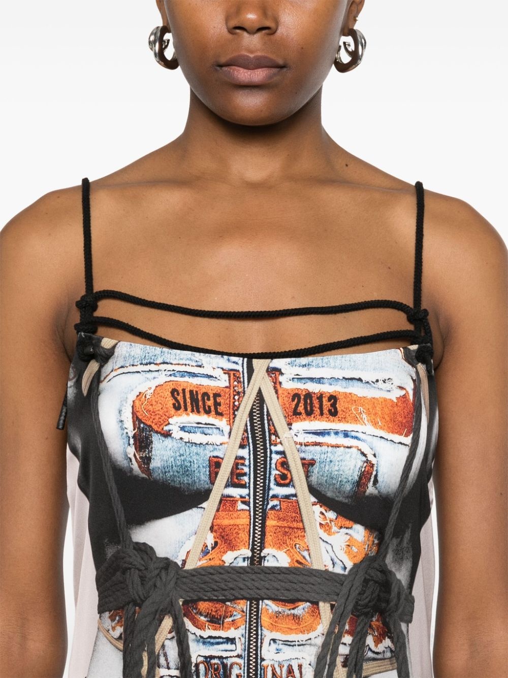 bondage-print midi dress - 5