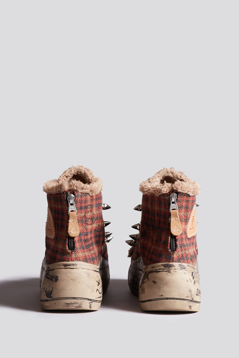 R13 KURT HIGH TOP SNEAKER - RED PLAID - R13 outlook