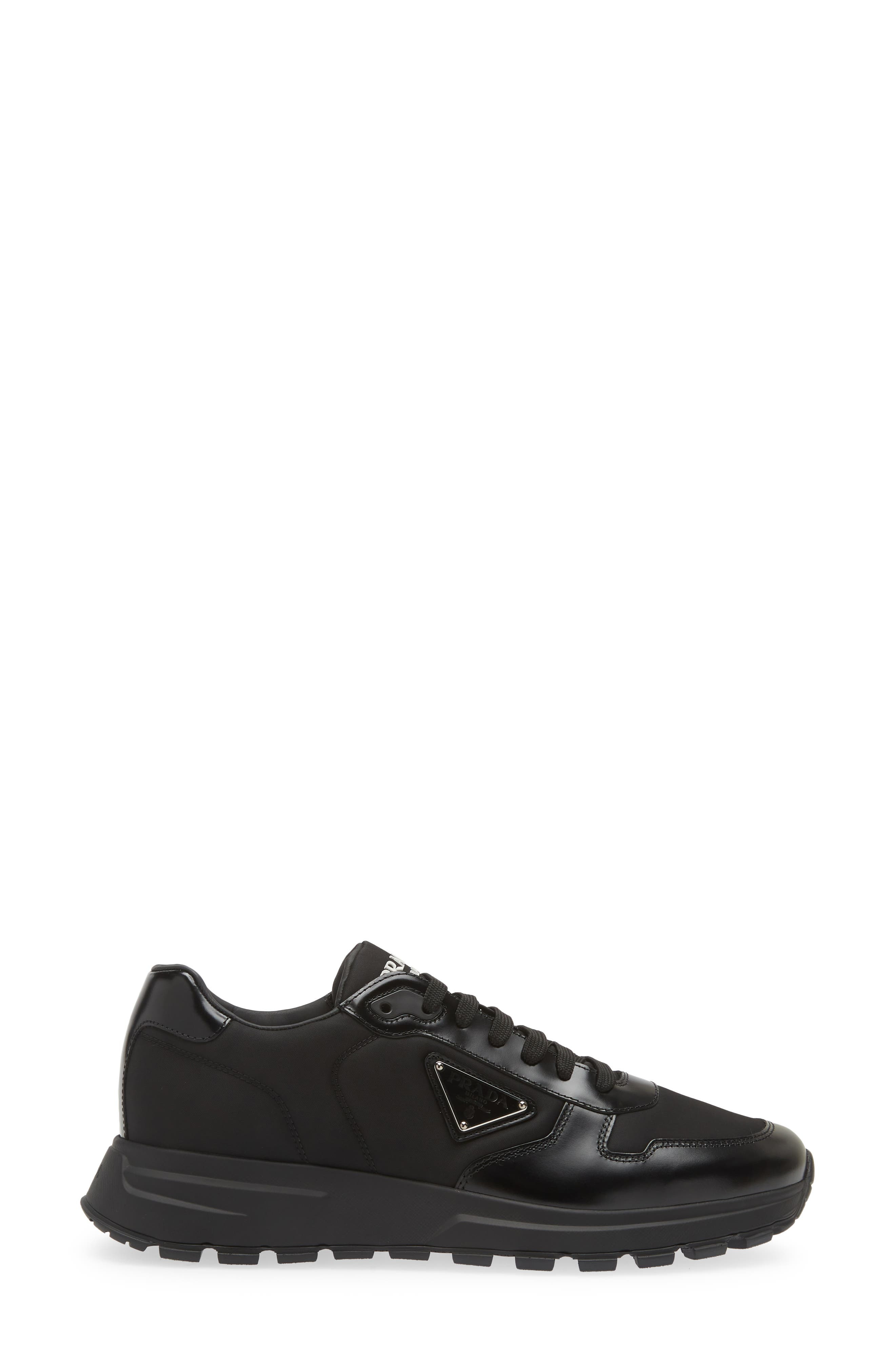 Prada Prax 1 Mixed Media Sneaker in Nero/Nero at Nordstrom - 3