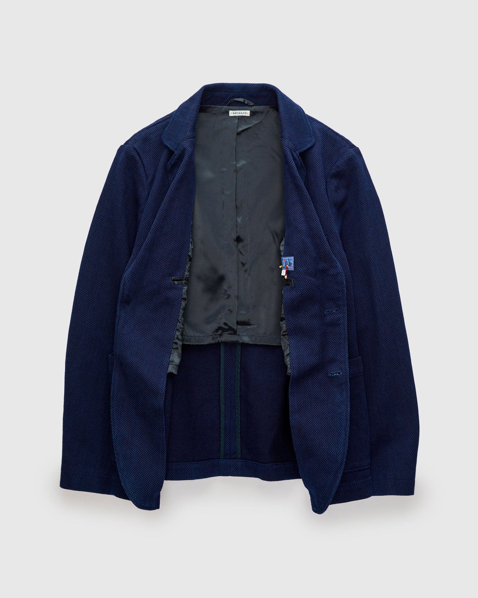Double Cloth Sashiko Tailored Jacket in Pure Indigo - 3