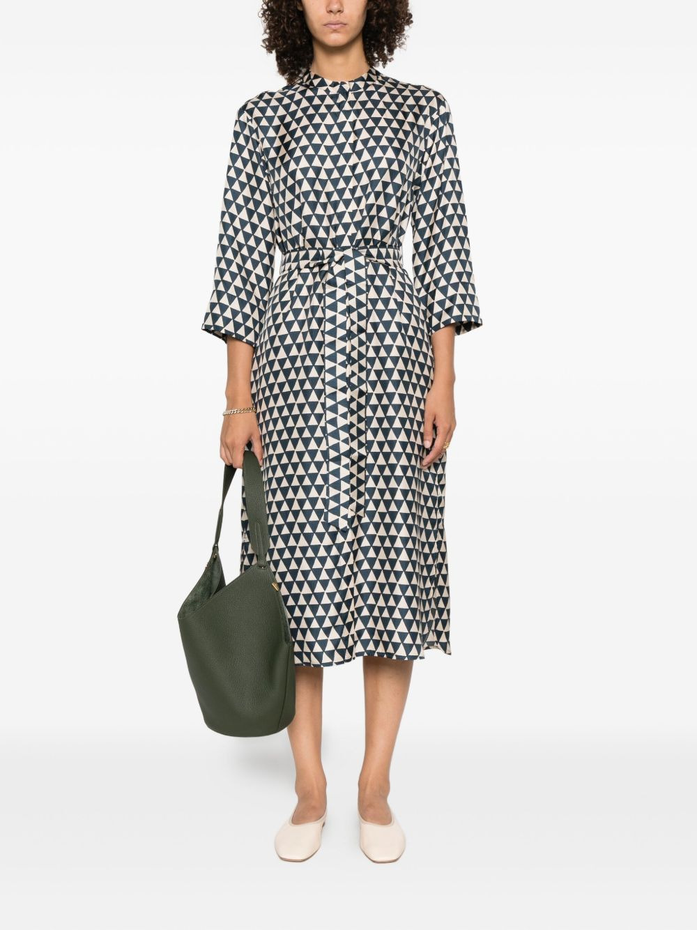 triangle-print belted dress - 2