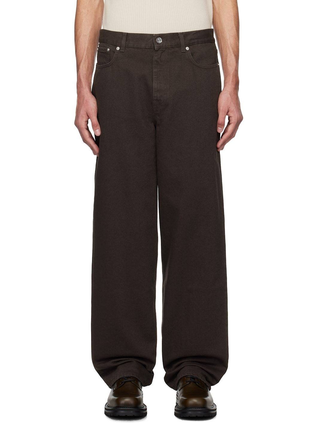 Brown Wide Cut Jeans - 1