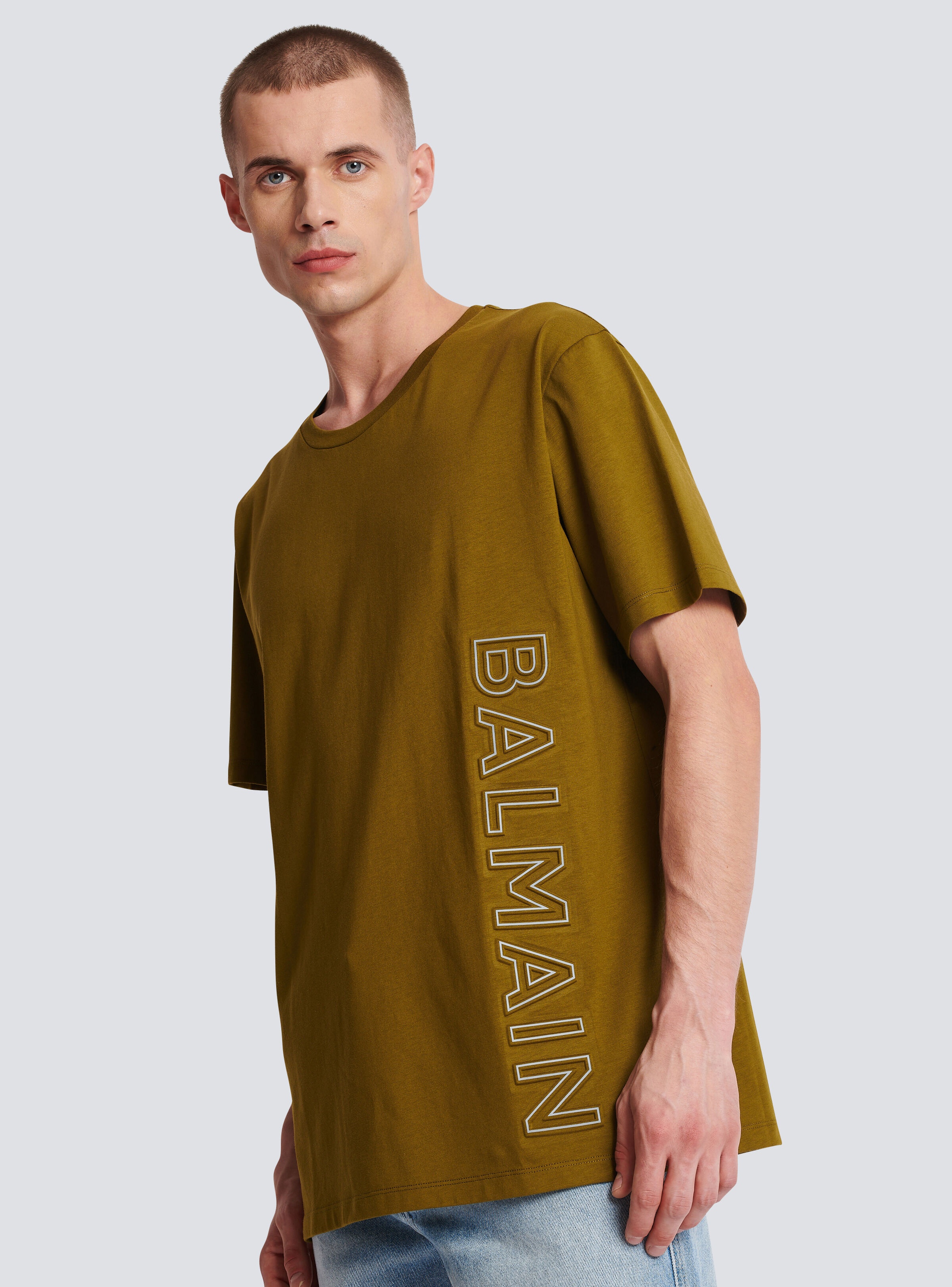 T-shirt in eco-responsible cotton with reflective Balmain logo - 6