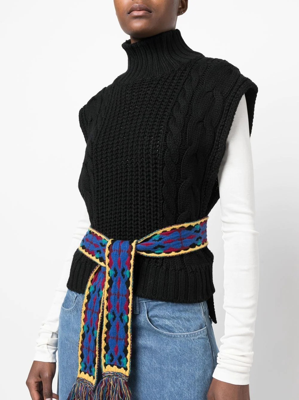 crocheted belted vest - 5