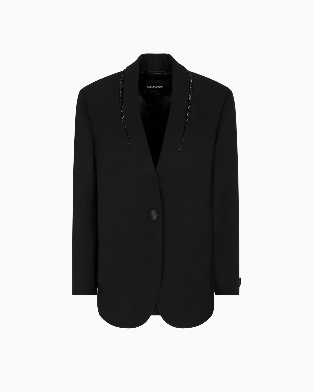 SILK SINGLE-BREASTED JACKET WITH RHINESTONE EMBROIDERY - 1