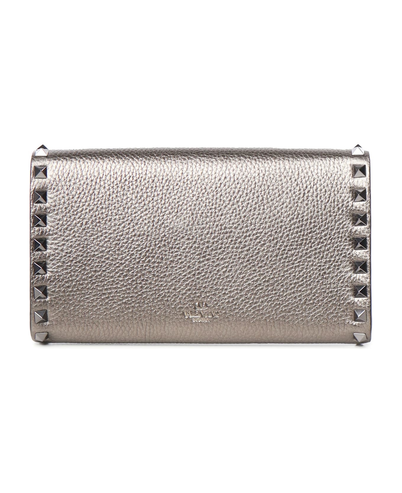 Rockstud Chain Wallets In Grained Leather - 3