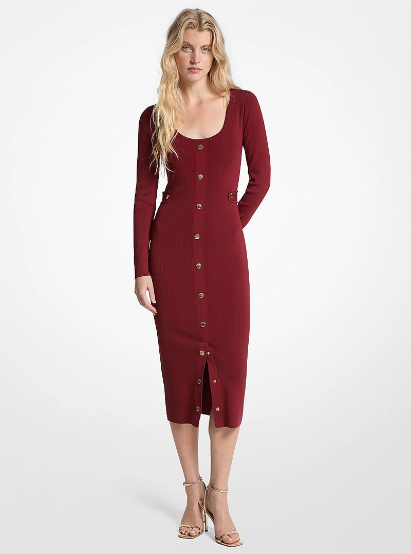 Ribbed Stretch Viscose Midi Dress 1