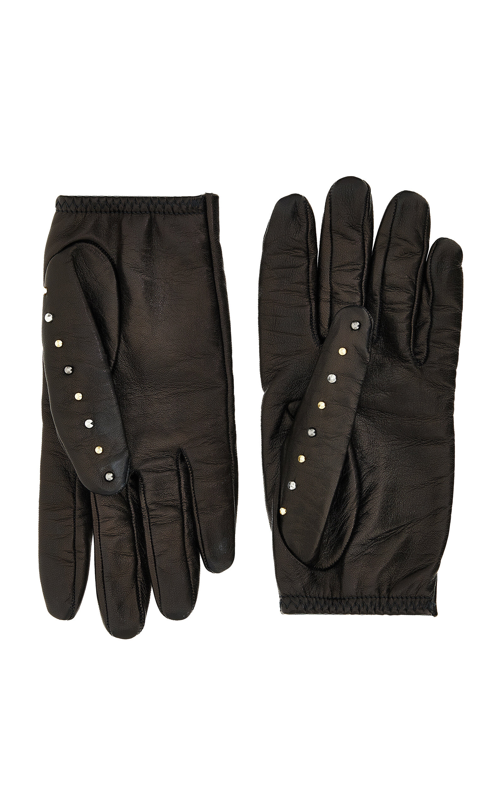 Studded Leather Gloves black - 4
