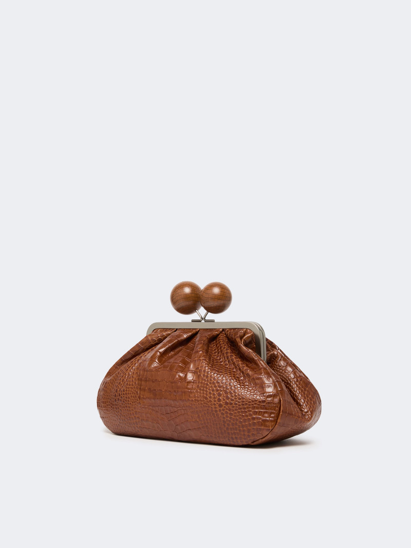 WEEKEND Max Mara Medium crocodile-print leather Pasticcino Bag - RED BROWN outlook
