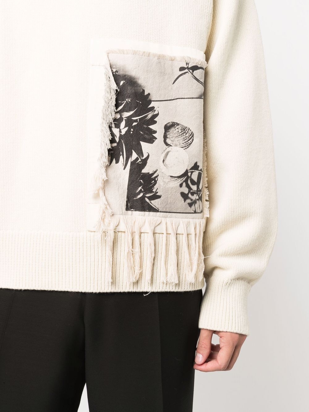 shell-print fringed jumper - 5