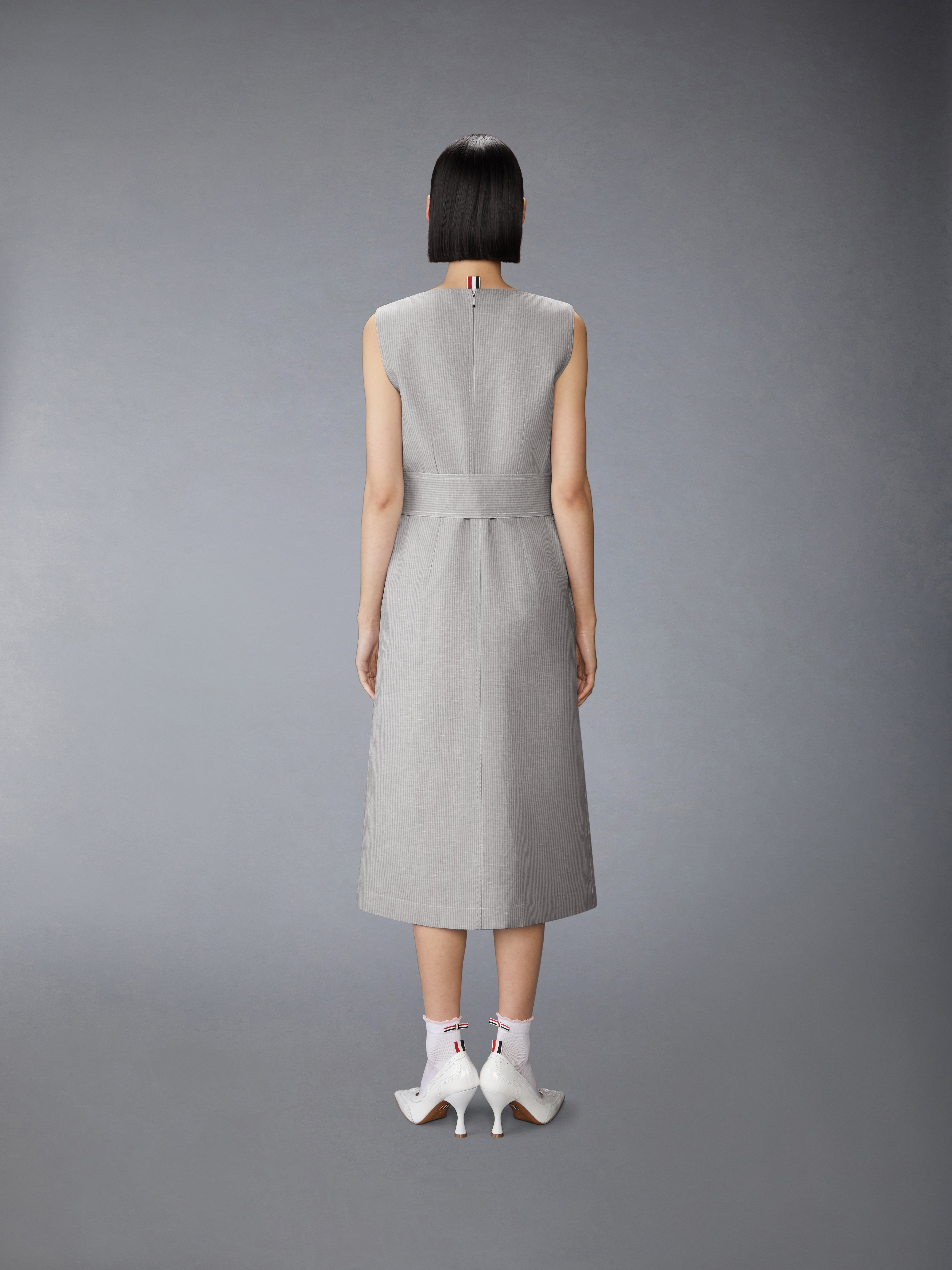 TONAL UNIVERSITY STRIPE BOAT NECK DRESS - 4