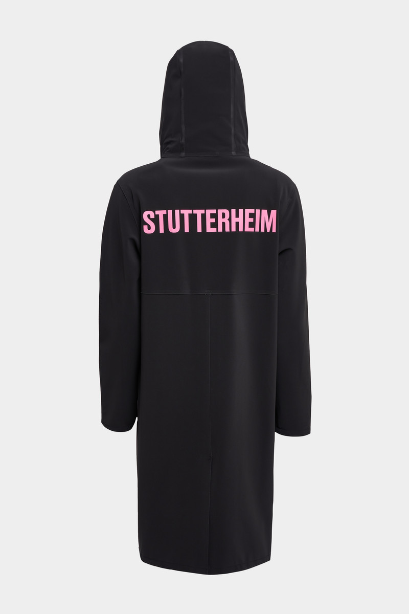 Stockholm Long Matte Print Raincoat Black 6