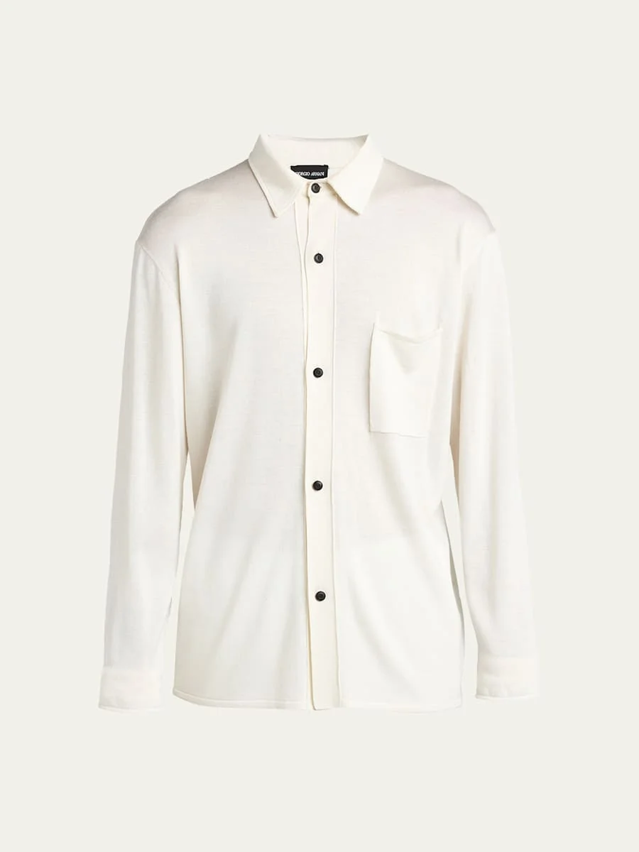 Men's Relaxed-Fit Silk Knit Cardigan - 1