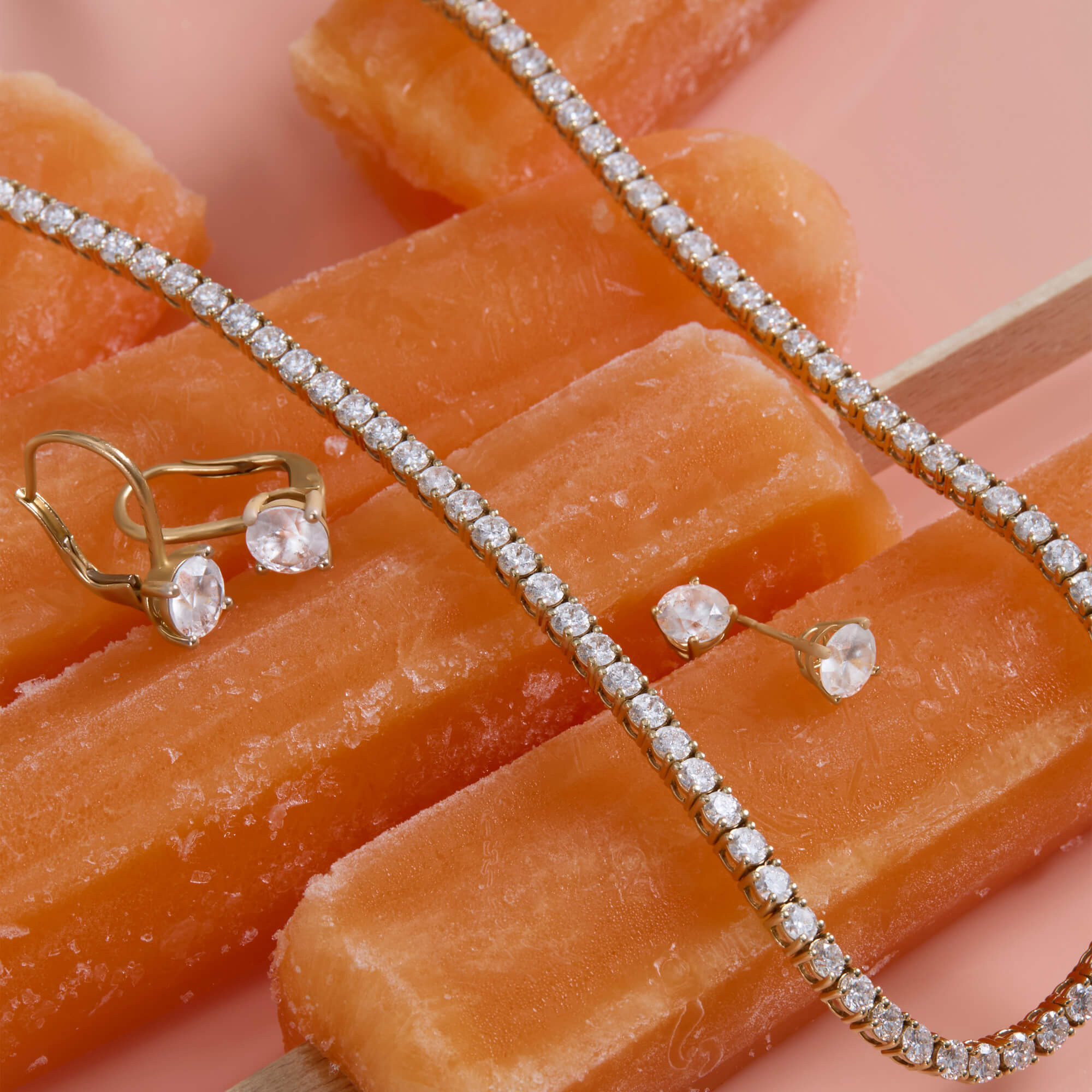 LAB-Created Unflippable Tennis Necklace in Yellow Gold - 15