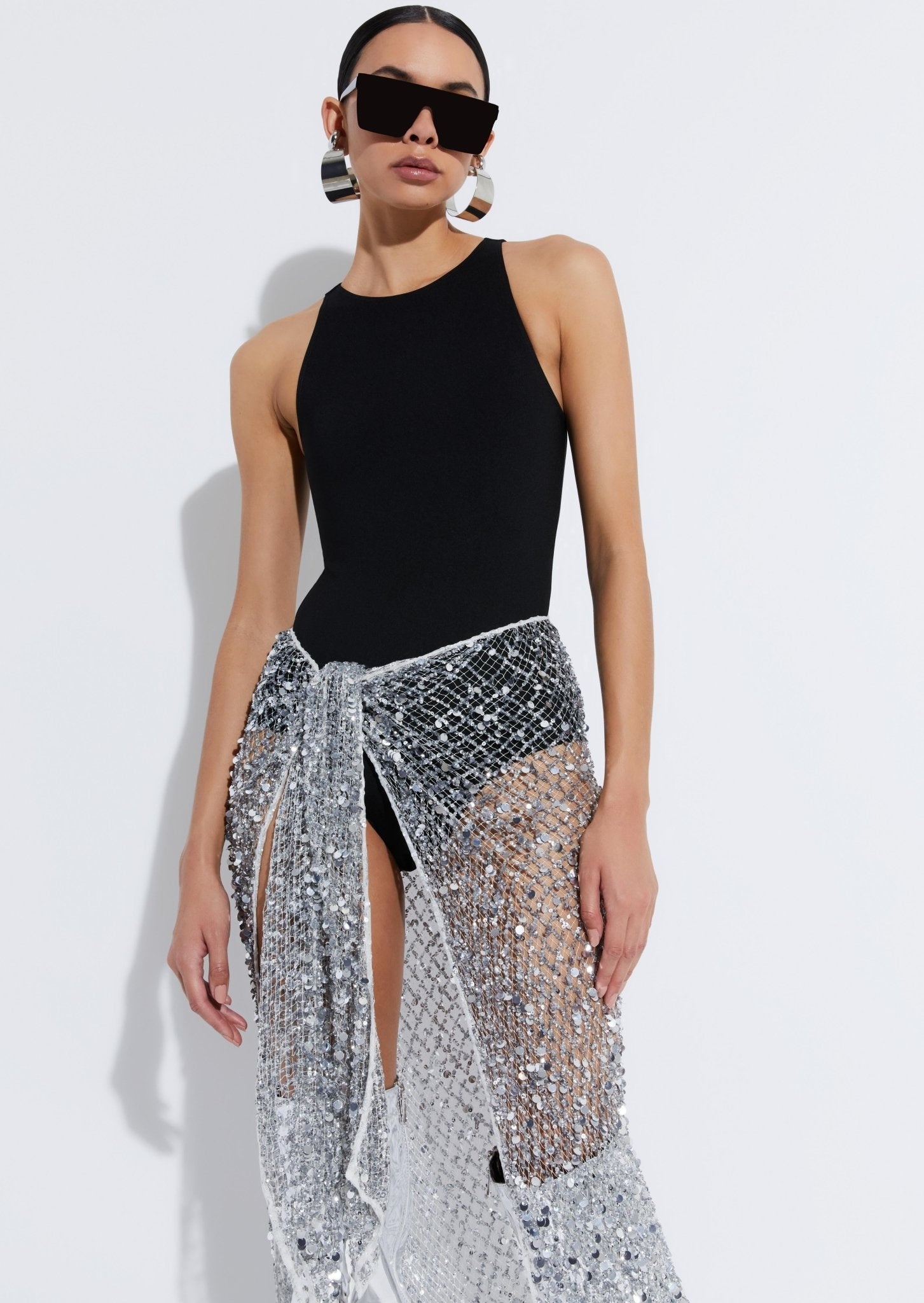 Mesh Sequin Tie Cover-Up - 4