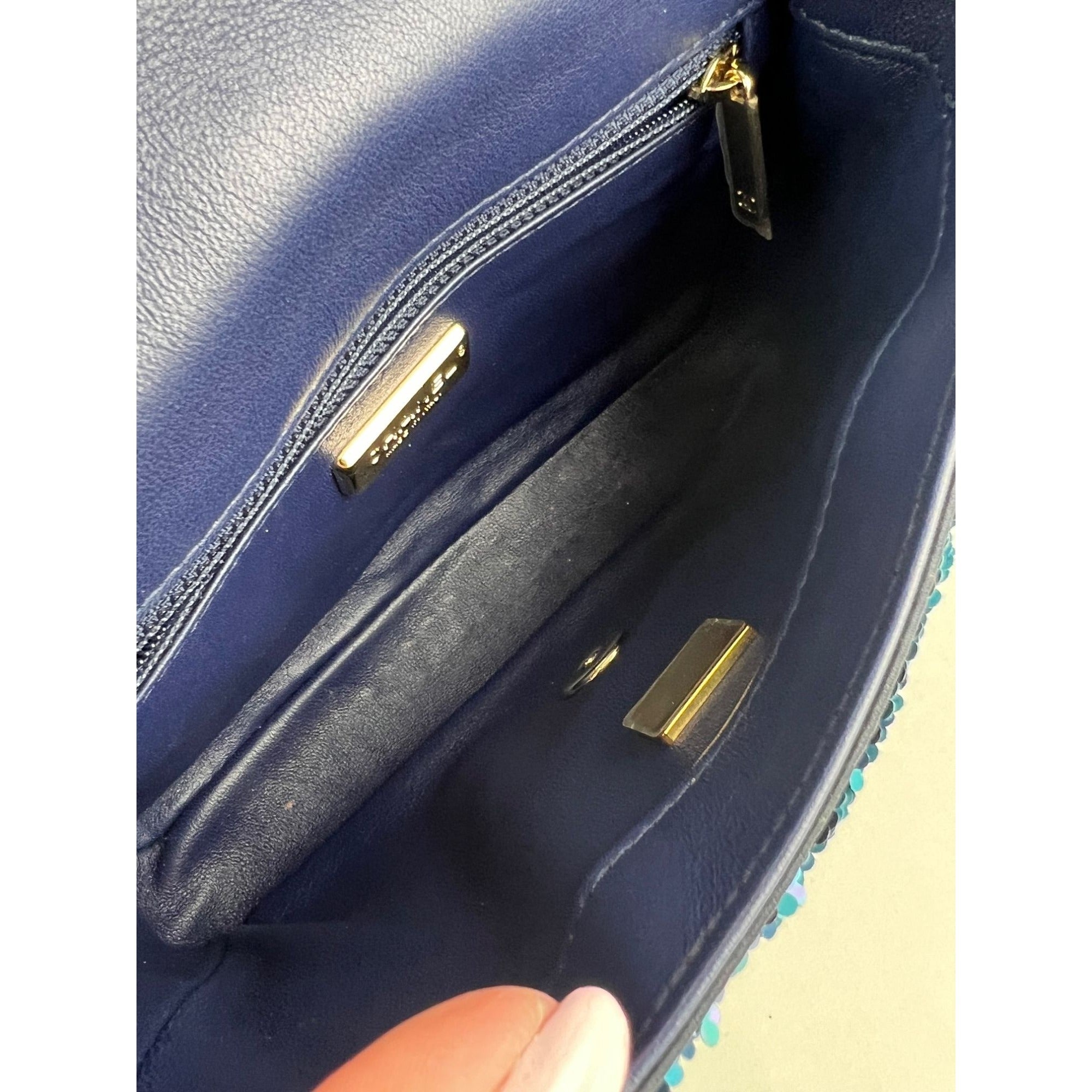 Chanel Shaded Sequins Mini Flap Green, Blue, black Shoulder Bag - 4
