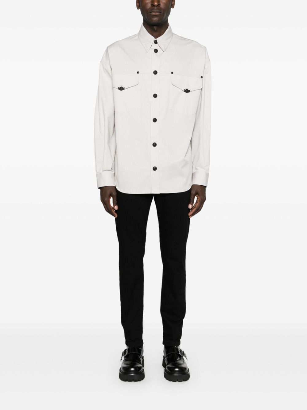 press-stud cotton shirt - 2